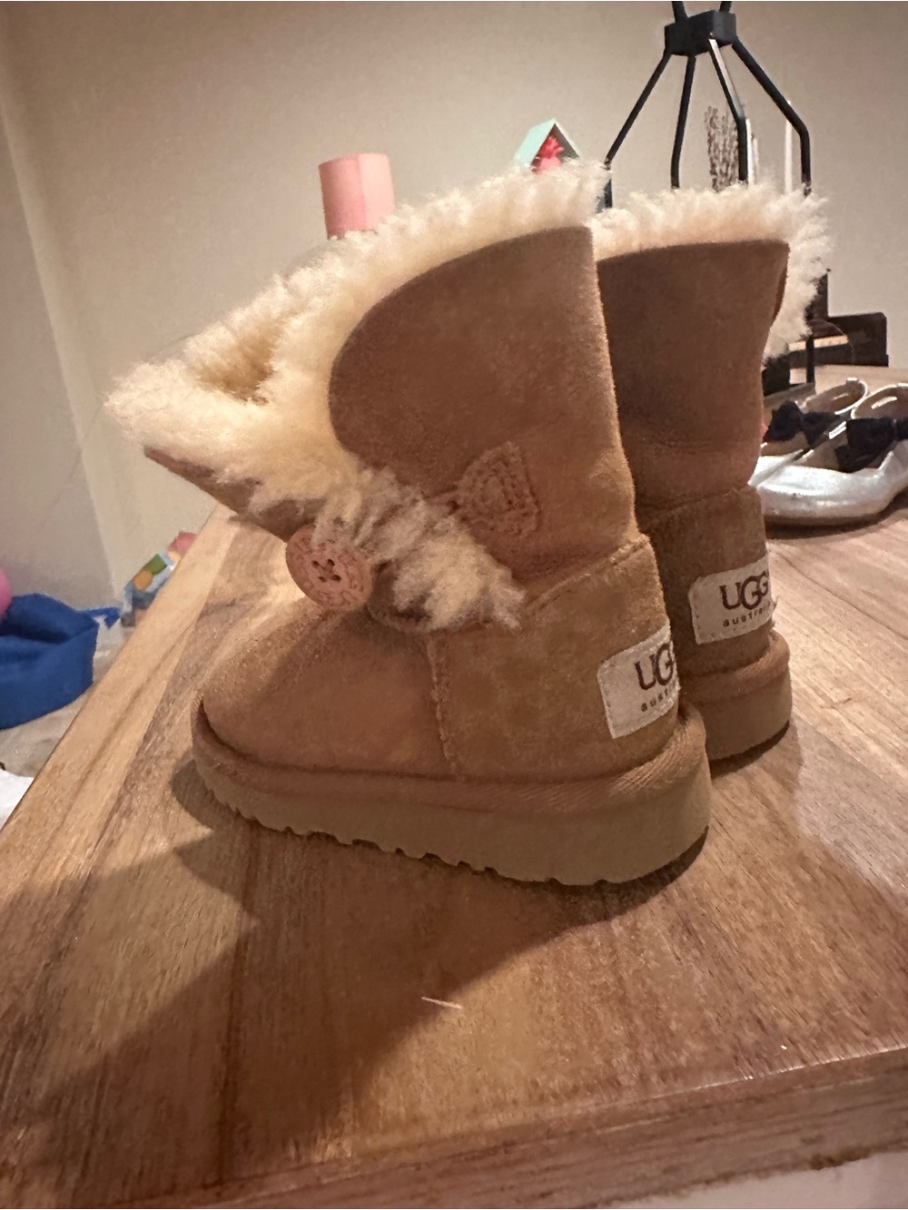 UGG Chestnut Girls Button Sheepskin Boots